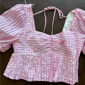 Altar’d State Pink Gingham Women's Crop Top Size XL